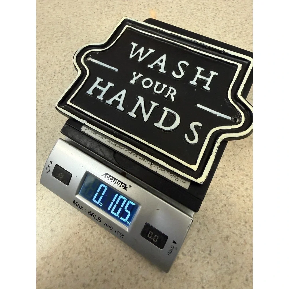 Vtg Hearth & Hand Magnolia Farmhouse Bathroom Sign Wash Your Hands Metal Decor